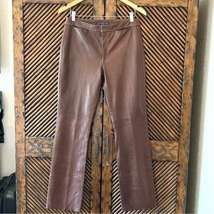 Ralph Lauren Sport Polo Mercer Brown Soft 100% Genuine Leather Pants Size 8 Luxe